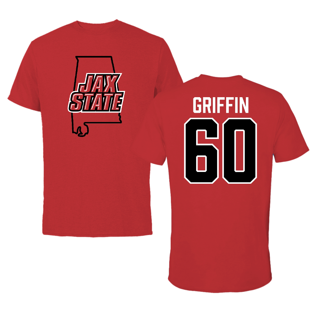 Jacksonville State University Football Red State Performance Tee - #60 Cameron Griffin