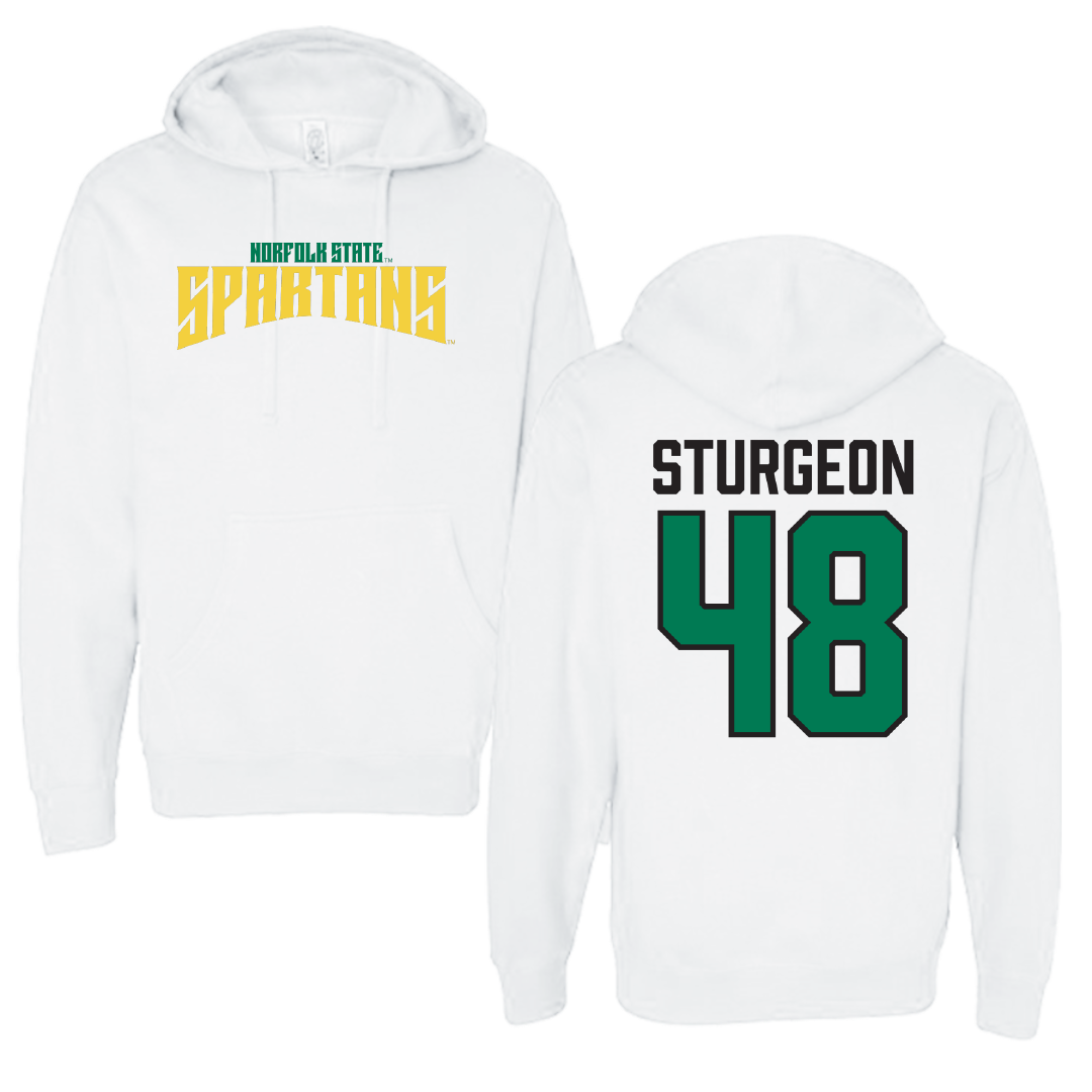 Norfolk State University Baseball White Classic Hoodie - #48 CC Sturgeon