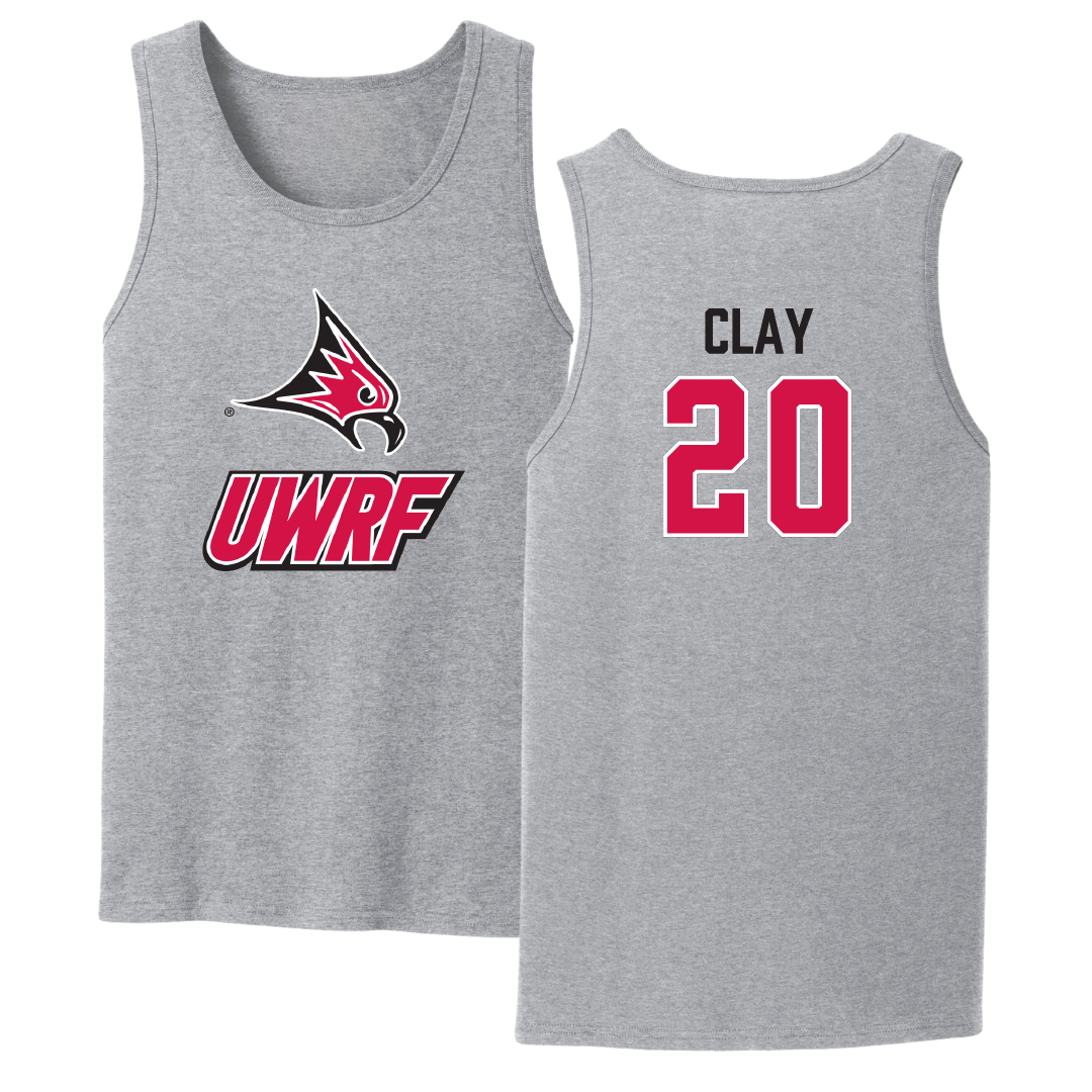 University of Wisconsin-River Falls Football Sport Gray Tank Top - #20 TJ Clay