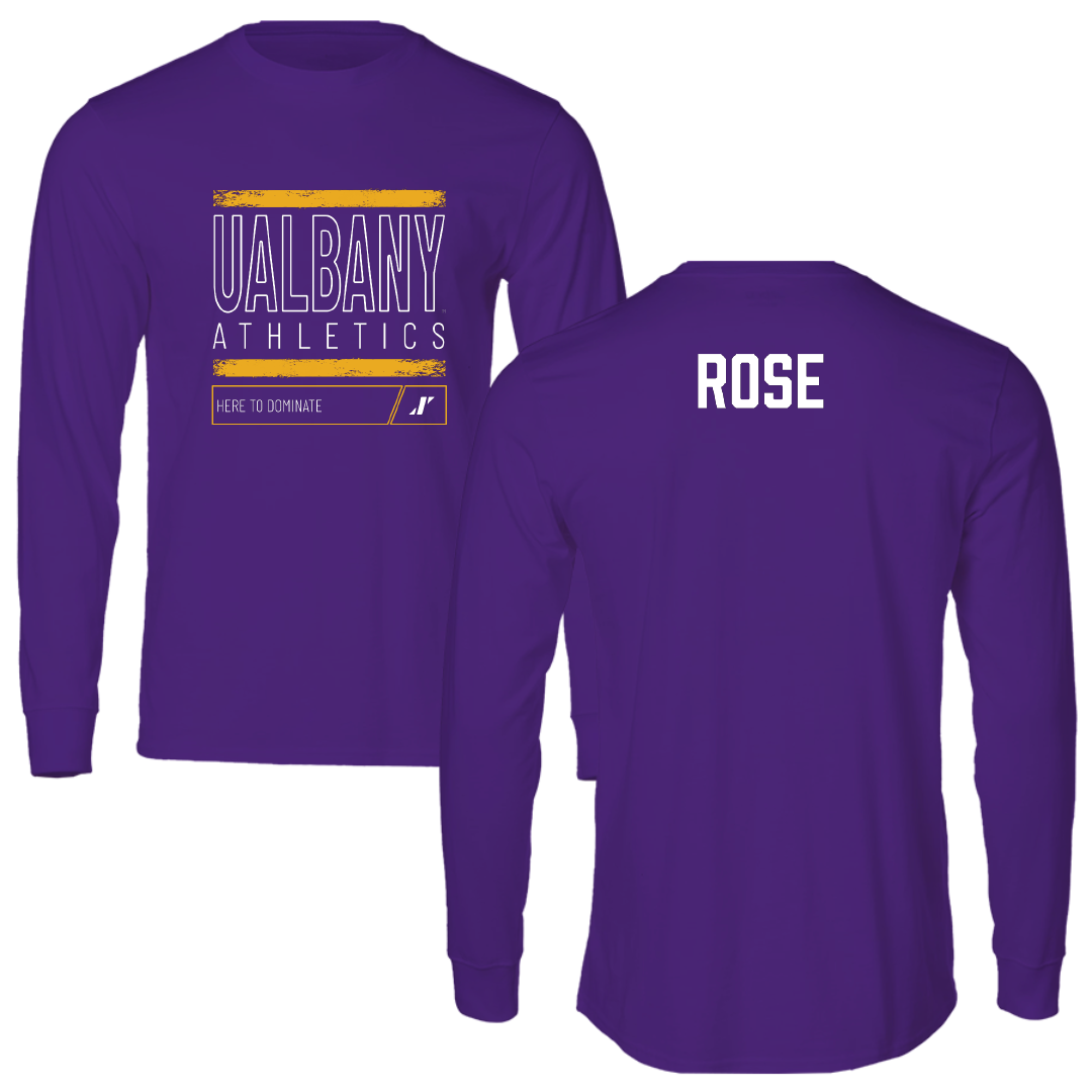 University at Albany TF and XC Purple Dominate Performance Long Sleeve - Scarlett Rose