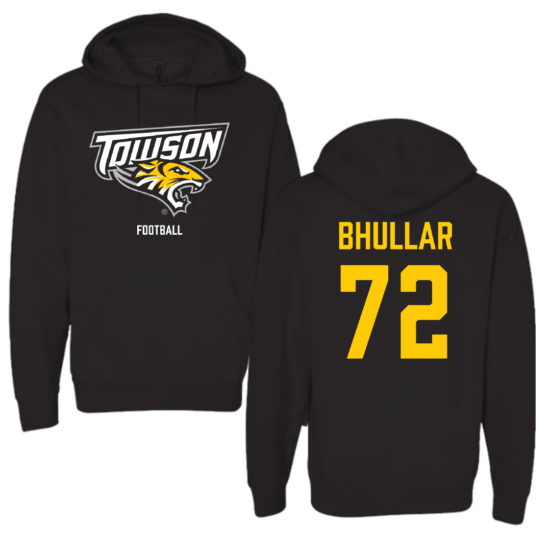 Towson University Football Black Hoodie - #72 Sahil Bhullar