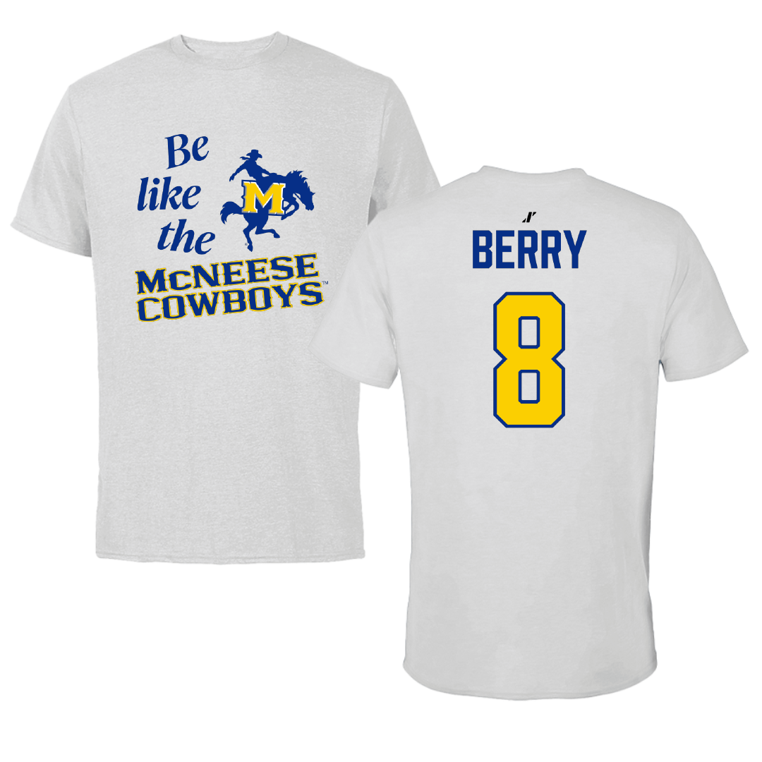 McNeese State University Basketball Light Gray Be Like Us Performance Tee - #8 Avari Berry