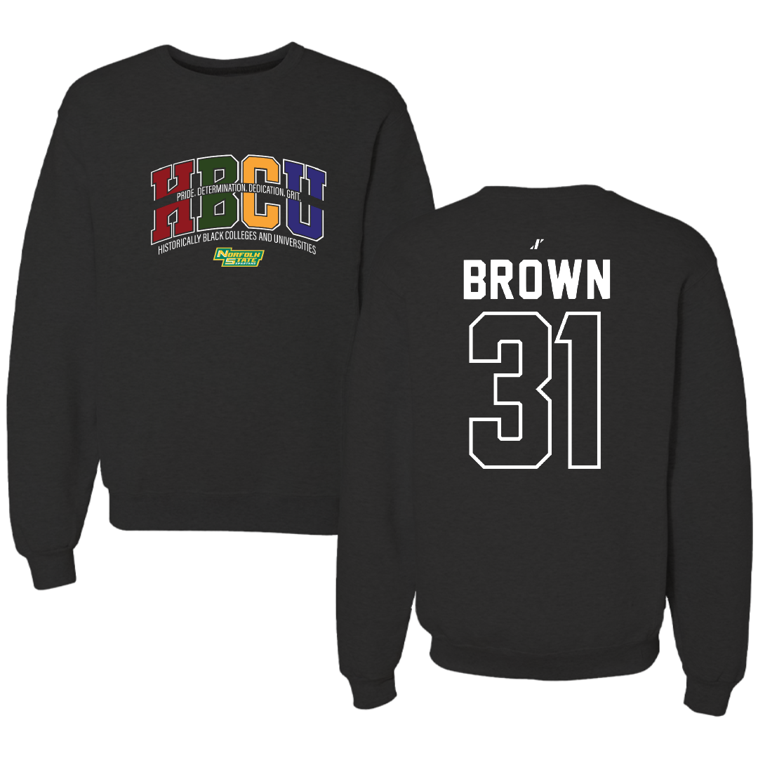 Norfolk State University Basketball Black HBCU Crewneck - #31 Cahiem Brown