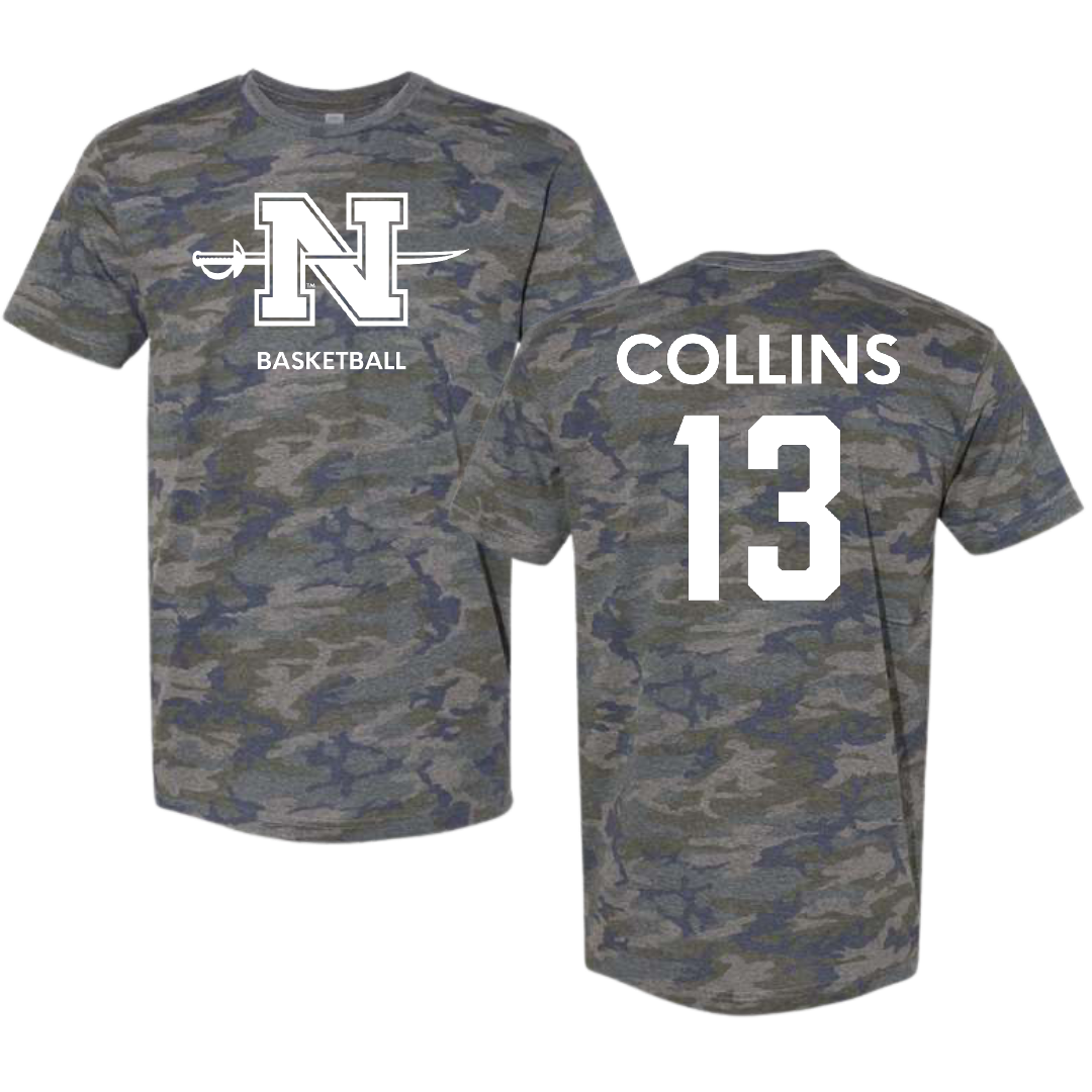 Nicholls State University Basketball (M) Vintage Camo Tee - #13 Mekhi Collins