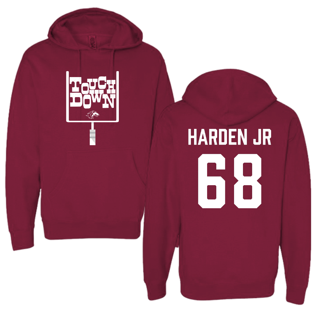 Southern Illinois University at Carbondale Football Maroon Touchdown Hoodie - #68 Derek Harden Jr
