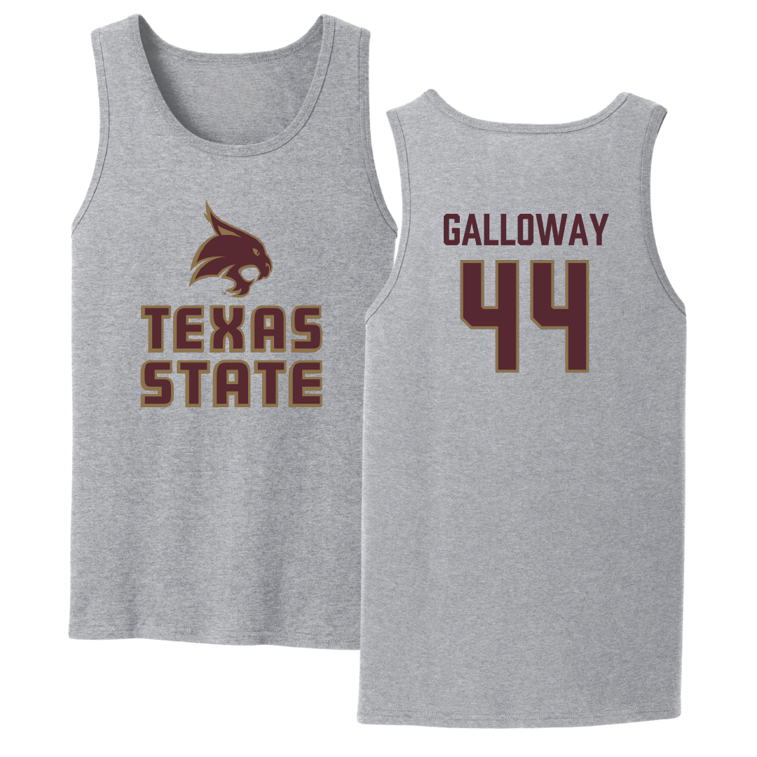 Texas State University Baseball Sport Gray Tank Top - #44 Rashawn Galloway