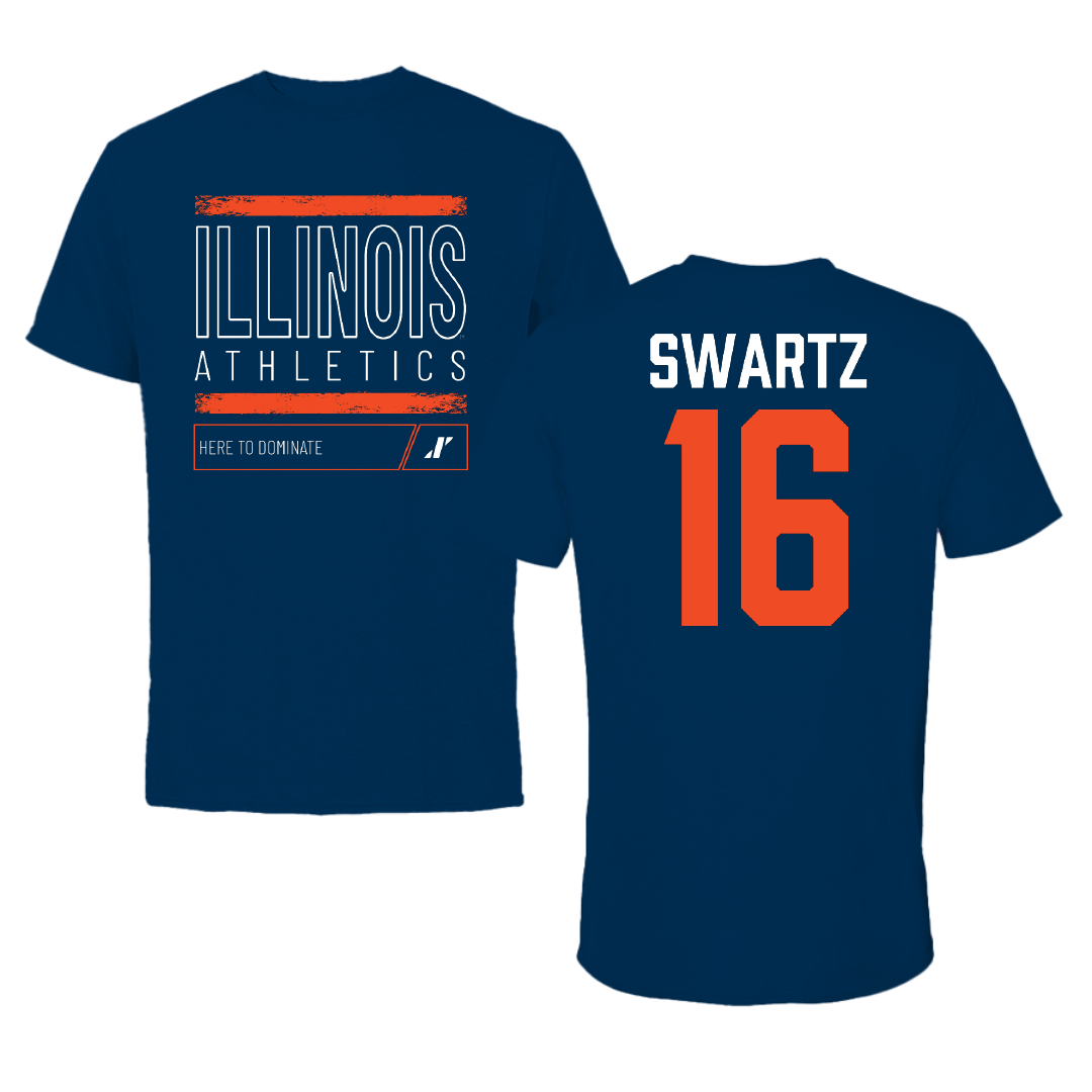 University of Illinois Baseball Navy Dominate Tee - #16 Jake Swartz