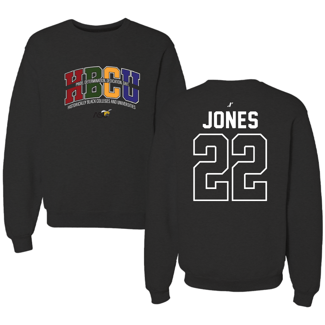 Alabama State University Soccer Black HBCU Crewneck - #22 Summer Jones