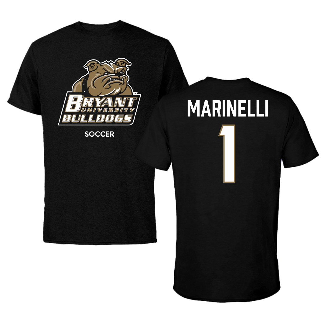 Bryant University Soccer (M) Black Performance Tee - #1 Luca Marinelli