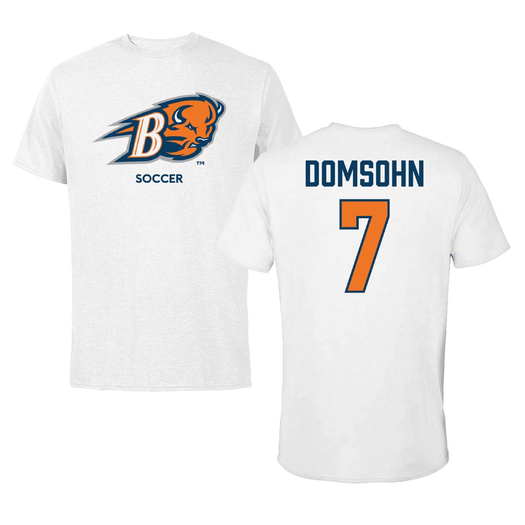 Bucknell University Soccer (M) White Performance Tee - #7 Zane Domsohn