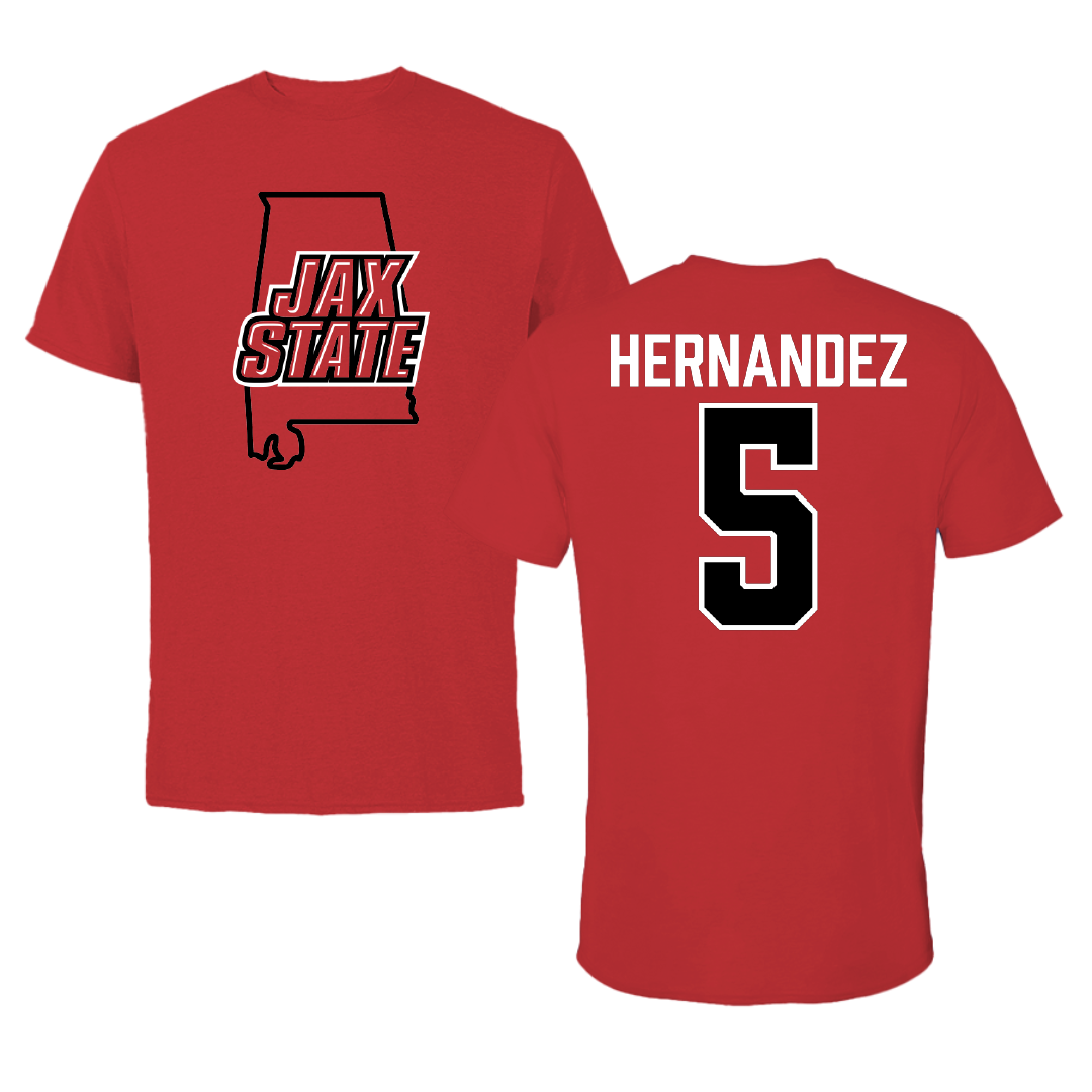 Jacksonville State University Baseball Red State Tee - #5 Javon Hernandez