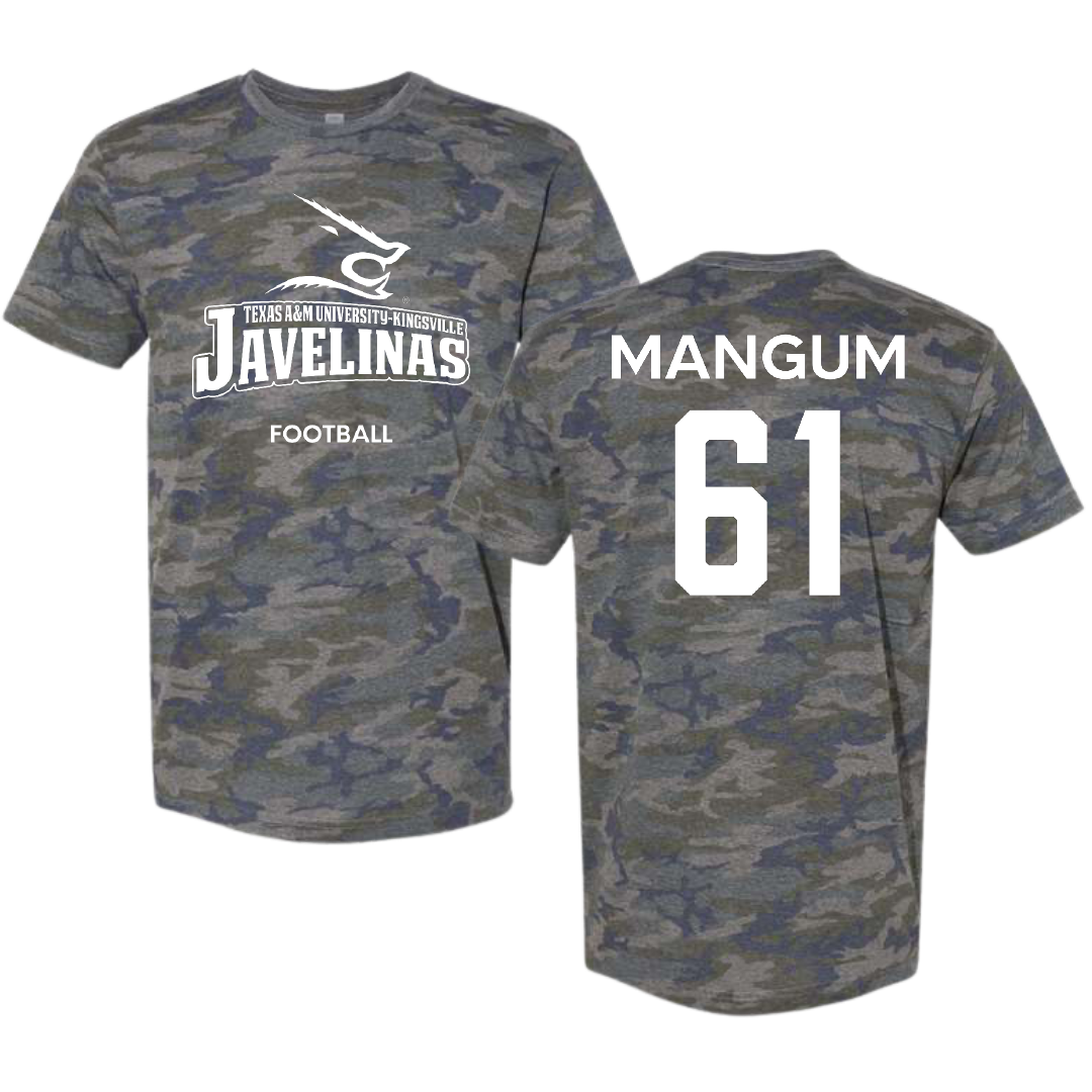 Texas A&M University-Kingsville Football Vintage Camo Tee - #61 Hunter Mangum