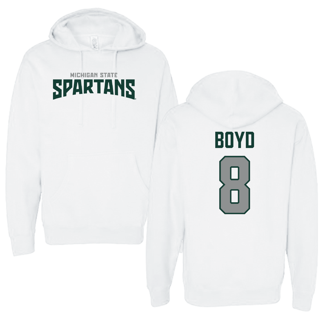 Michigan State University Football White Classic Hoodie - #8 Evan Boyd