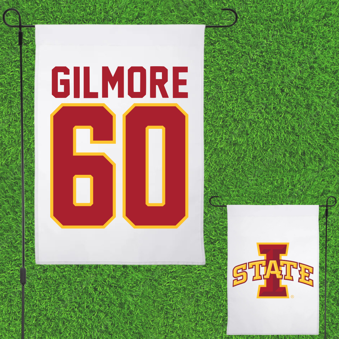 Iowa State University Football White Garden Flag - #60 Aidan Gilmore