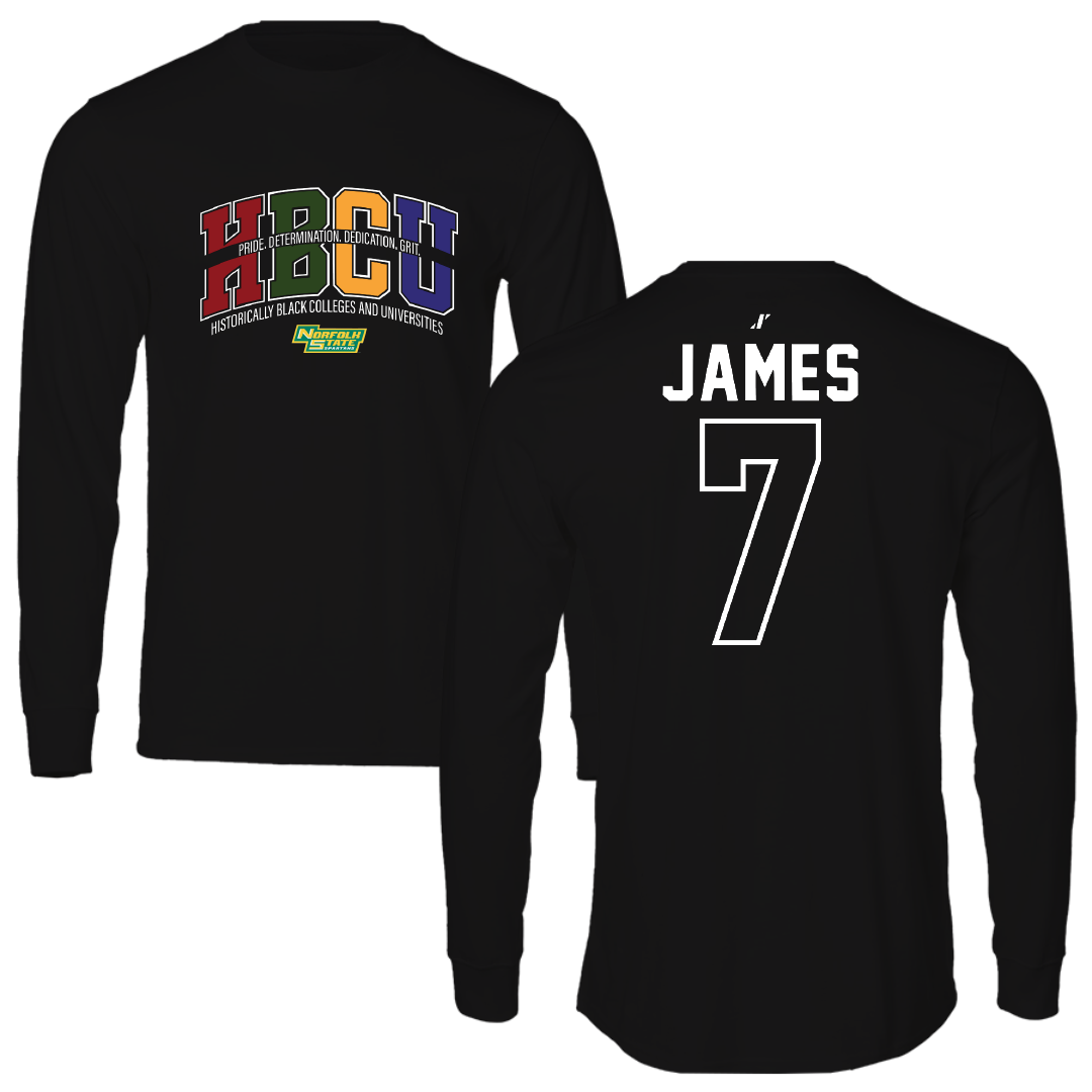 Norfolk State University Football Black HBCU Long Sleeve - #7 Nolan James