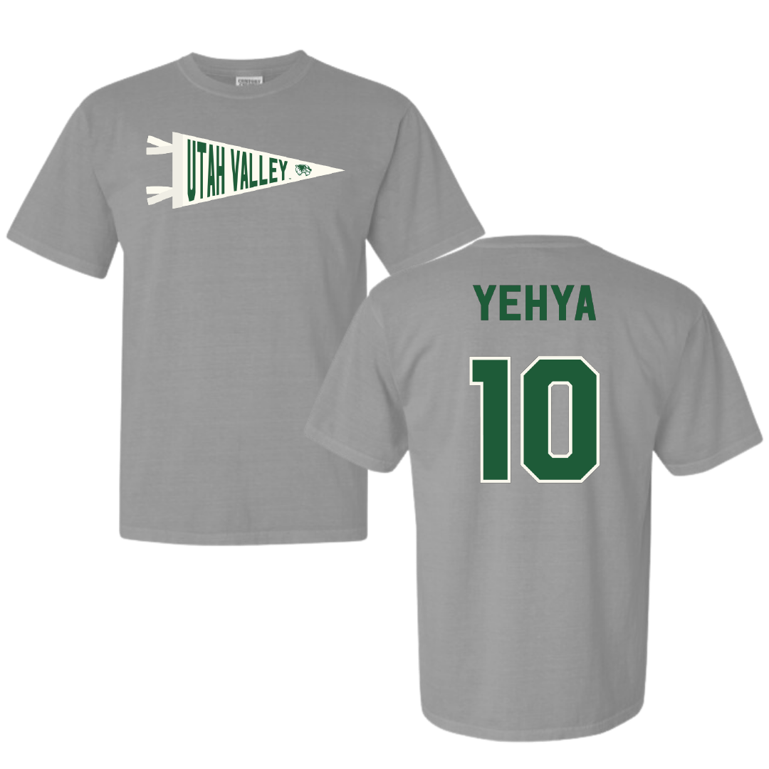 Utah Valley University Soccer Light Gray Pennant Comfort Colors Tee - #10 Omar Yehya