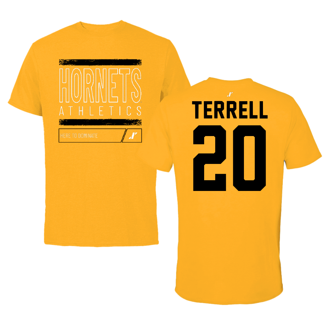 Alabama State University Softball Gold Dominate Performance Tee - #20 Jaibriel Terrell