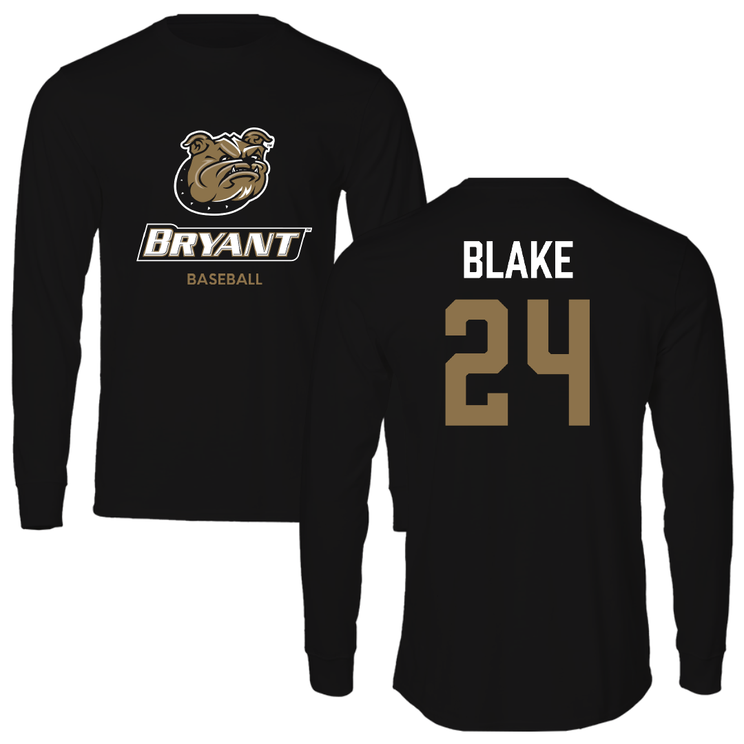 Bryant University Baseball Black Performance Long Sleeve - #24 Evan Blake