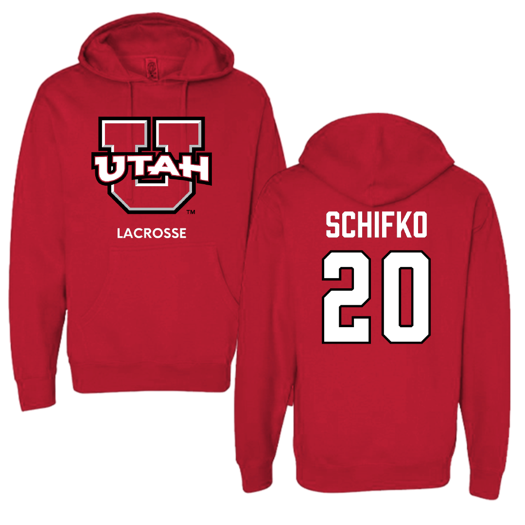 University of Utah Lacrosse (M) Red Utes Hoodie - #20 Tyler Schifko