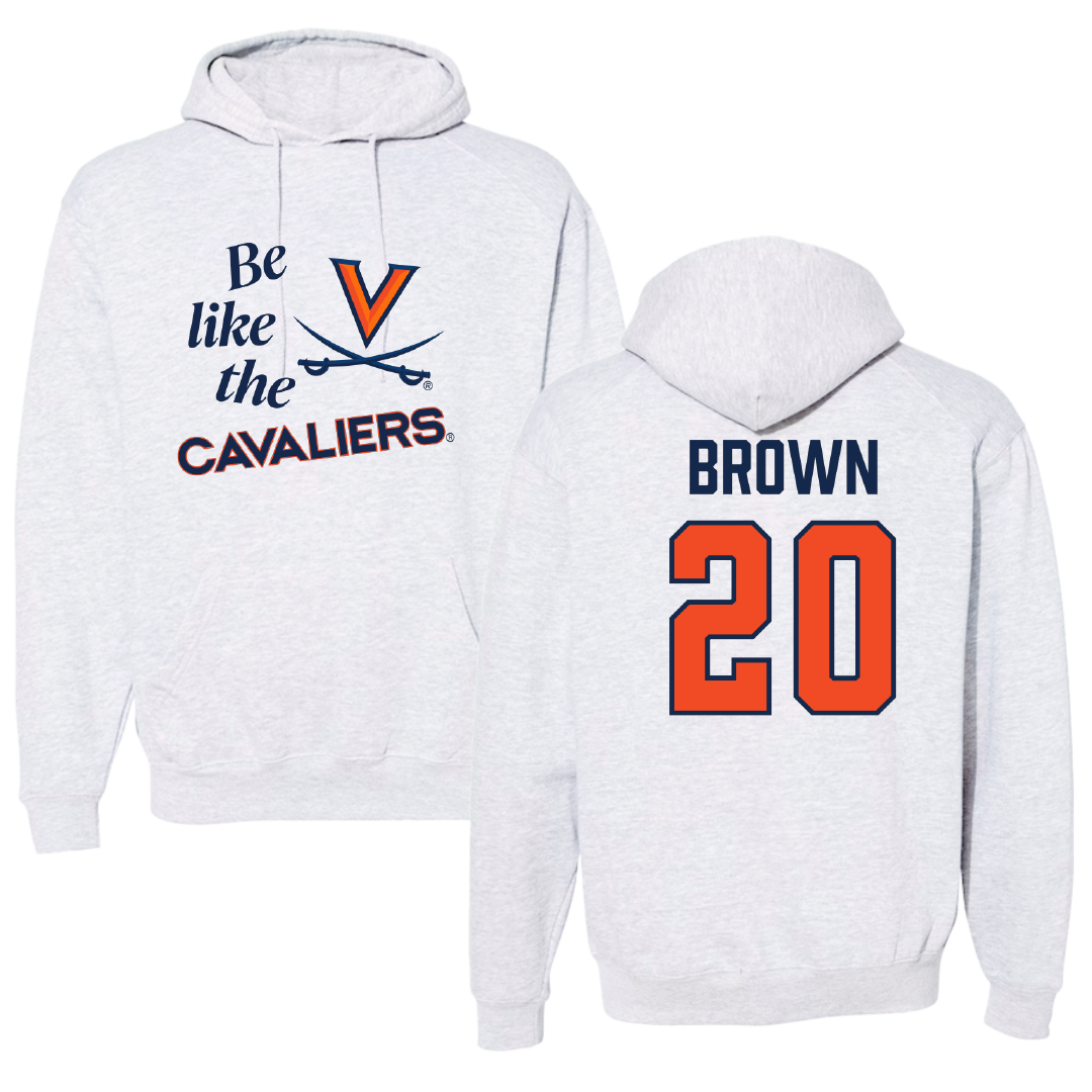 University of Virginia Football Light Gray Be Like Us Hoodie - #20 Xavier Brown