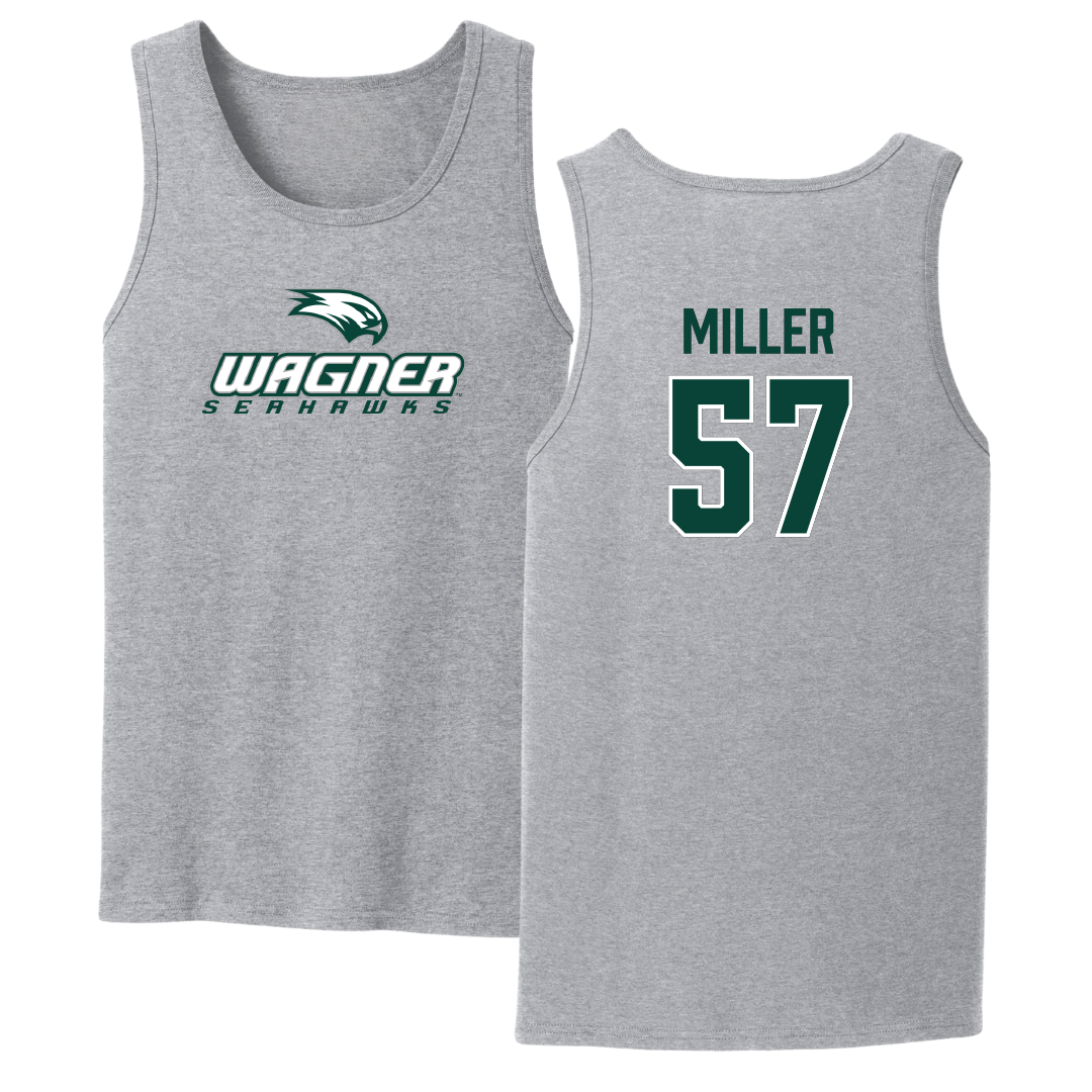 Wagner College Football Sport Gray Tank Top - #57 Marcus Miller