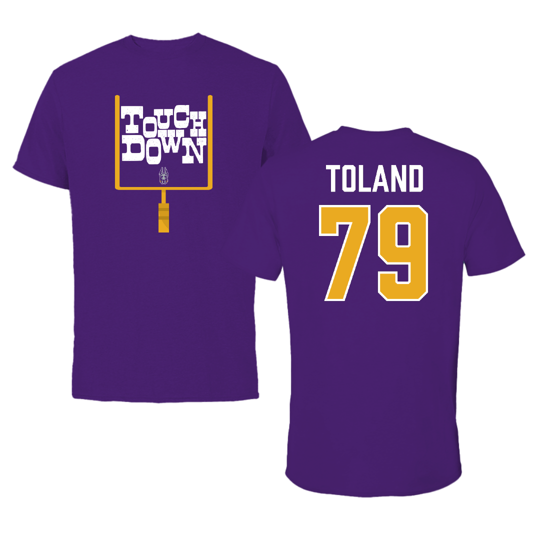 University at Albany Football Purple Touchdown Tee - #79 Ondre Toland