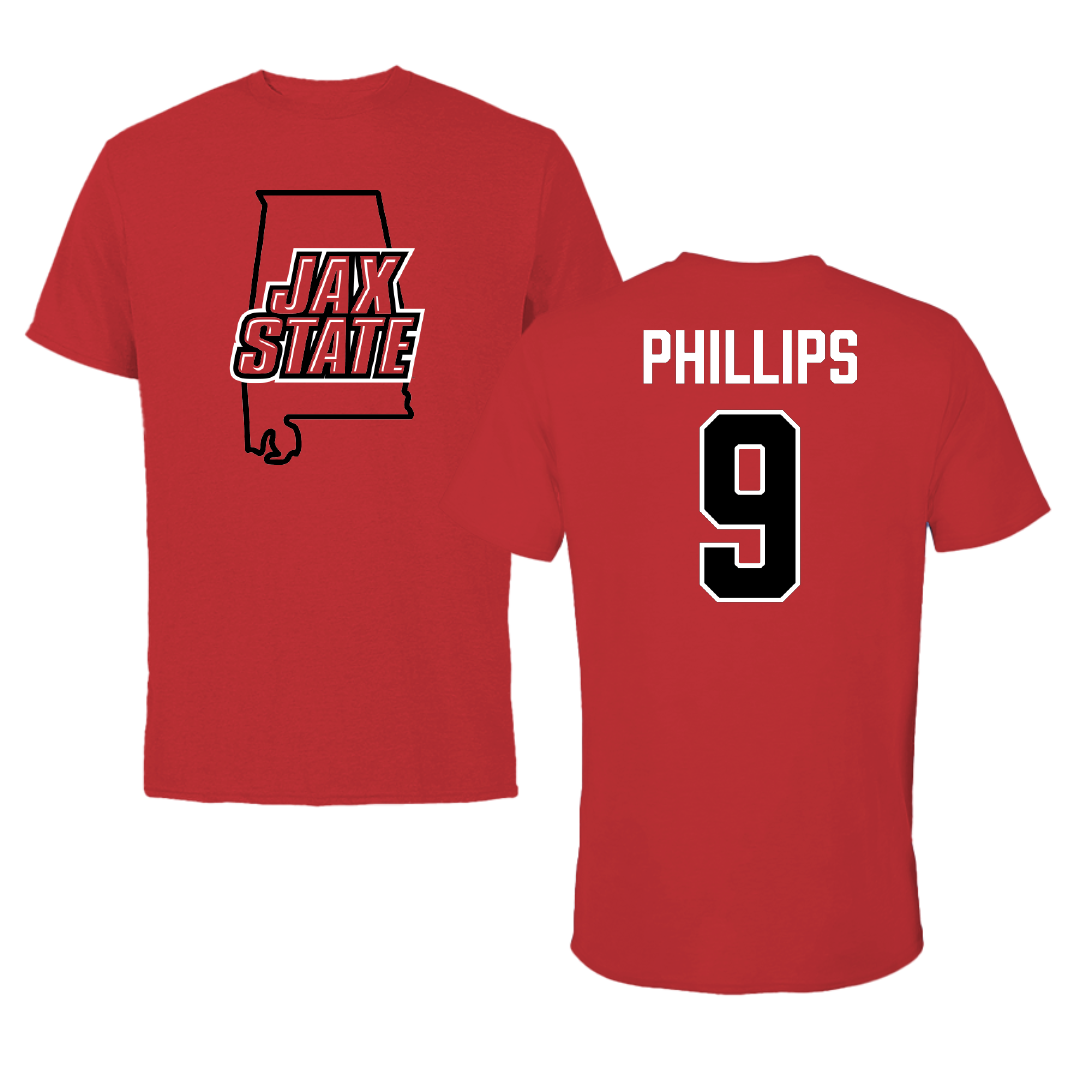 Jacksonville State University Softball Red State Tee - #9 Ashley Phillips