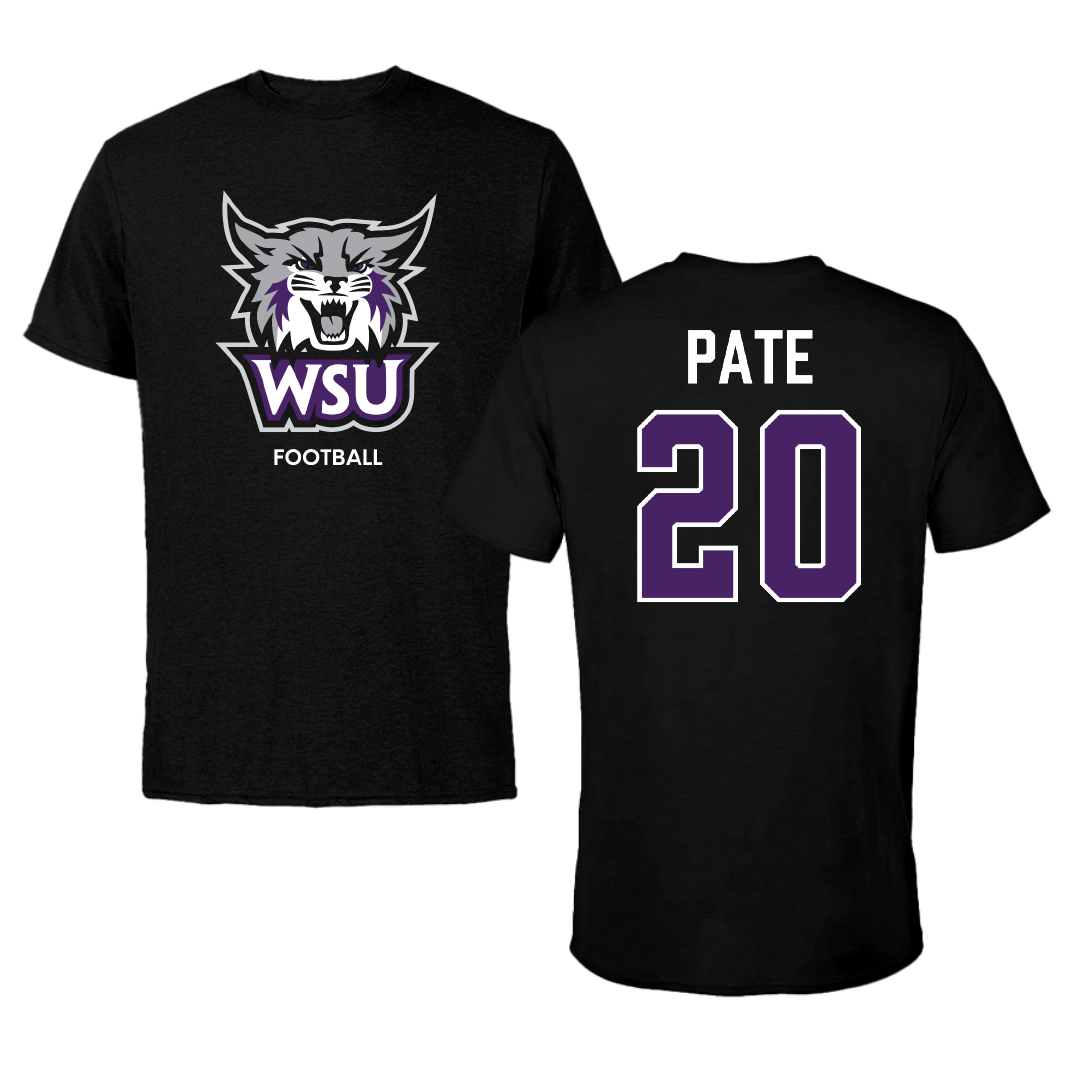 Weber State University Football Black Performance Tee - #20 Montae Pate