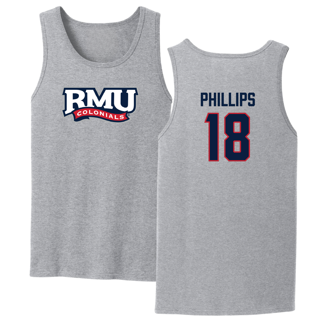 Robert Morris University Ice Hockey Sport Gray Tank Top - #18 Jersey Phillips