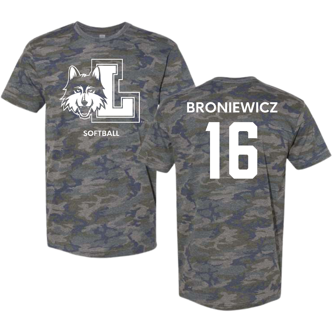 Loyola University-Chicago Softball Vintage Camo Tee - #16 Andie Broniewicz