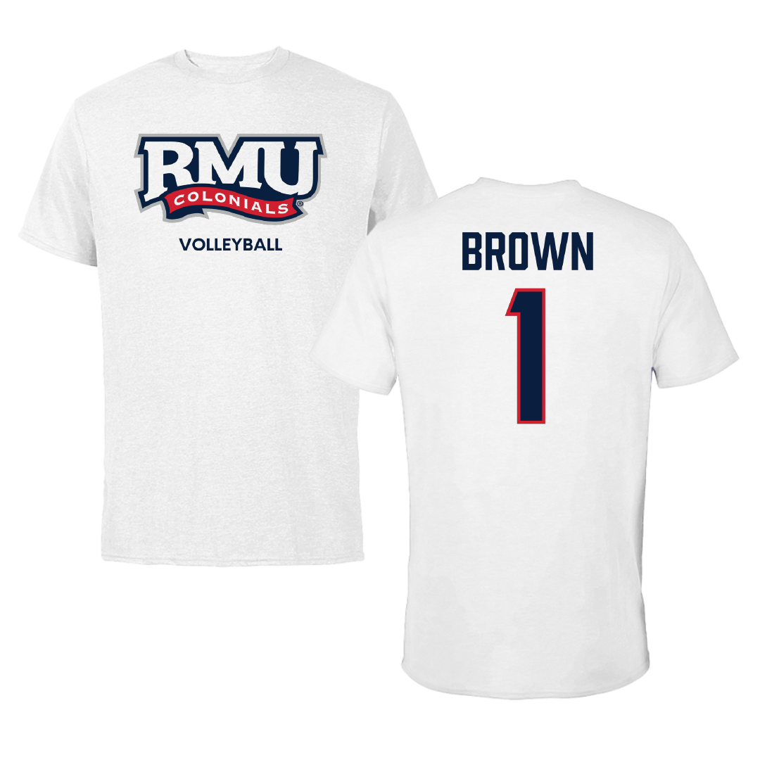 Robert Morris University Volleyball (W) White Tee - #1 Kaitlyn Brown
