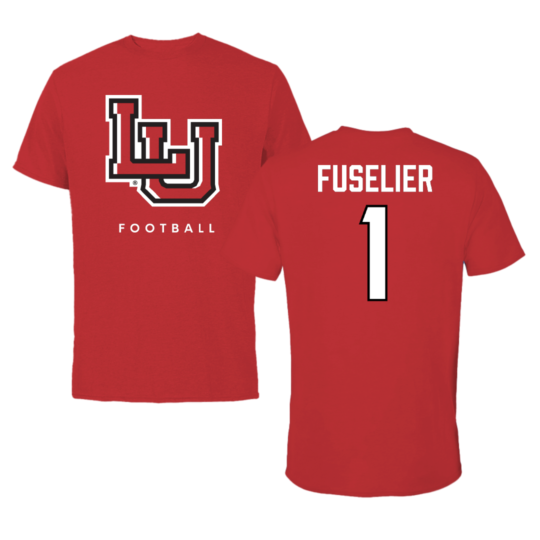 Lamar University Football Red Tee - #1 Kyndon Fuselier