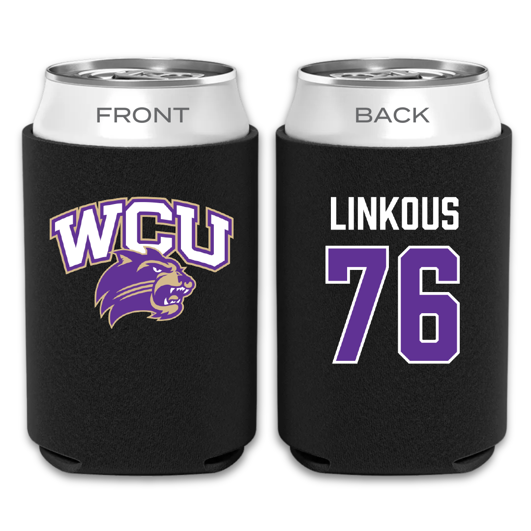 Western Carolina University Football Black Can Cooler - #76 Nathan Linkous