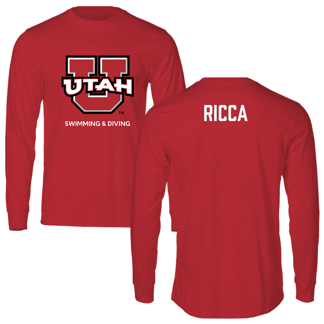 University of Utah Swimming & Diving Red Utes Performance Long Sleeve - Chance Ricca