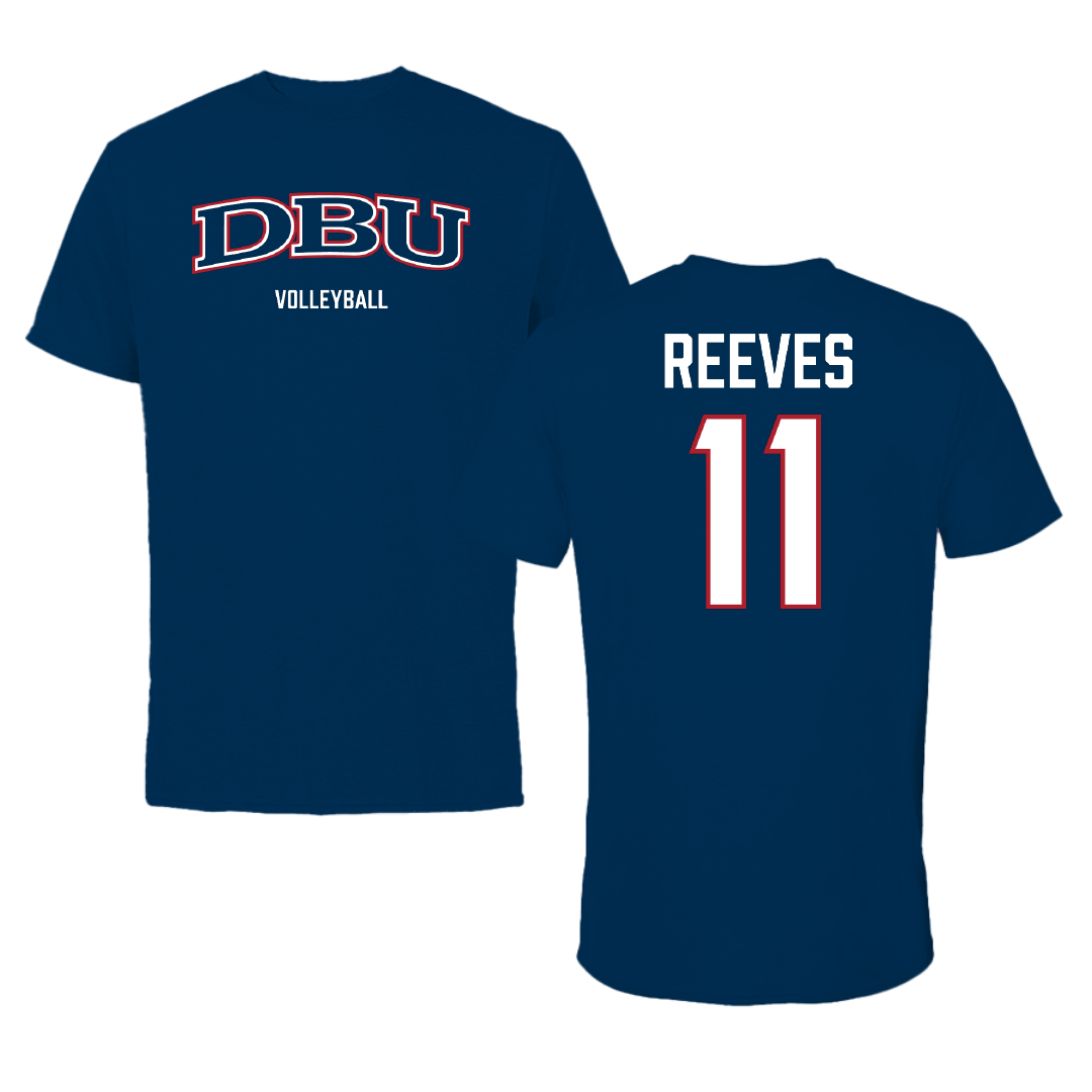 Dallas Baptist University Volleyball (W) Navy Performance Tee - #11 Price Reeves