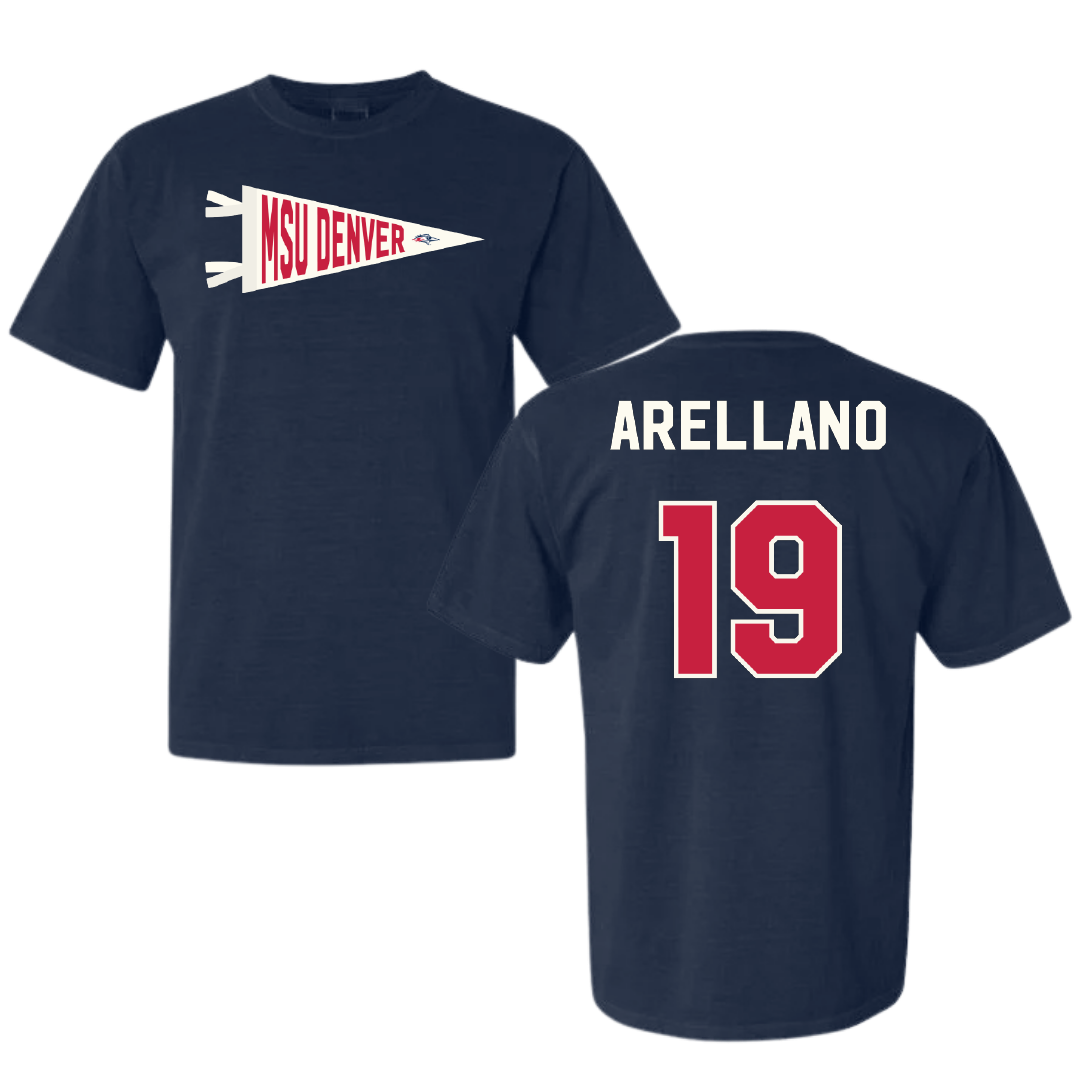 Metropolitan State University of Denver Softball Navy Pennant Comfort Colors Tee - #19 Aaliyah Arellano