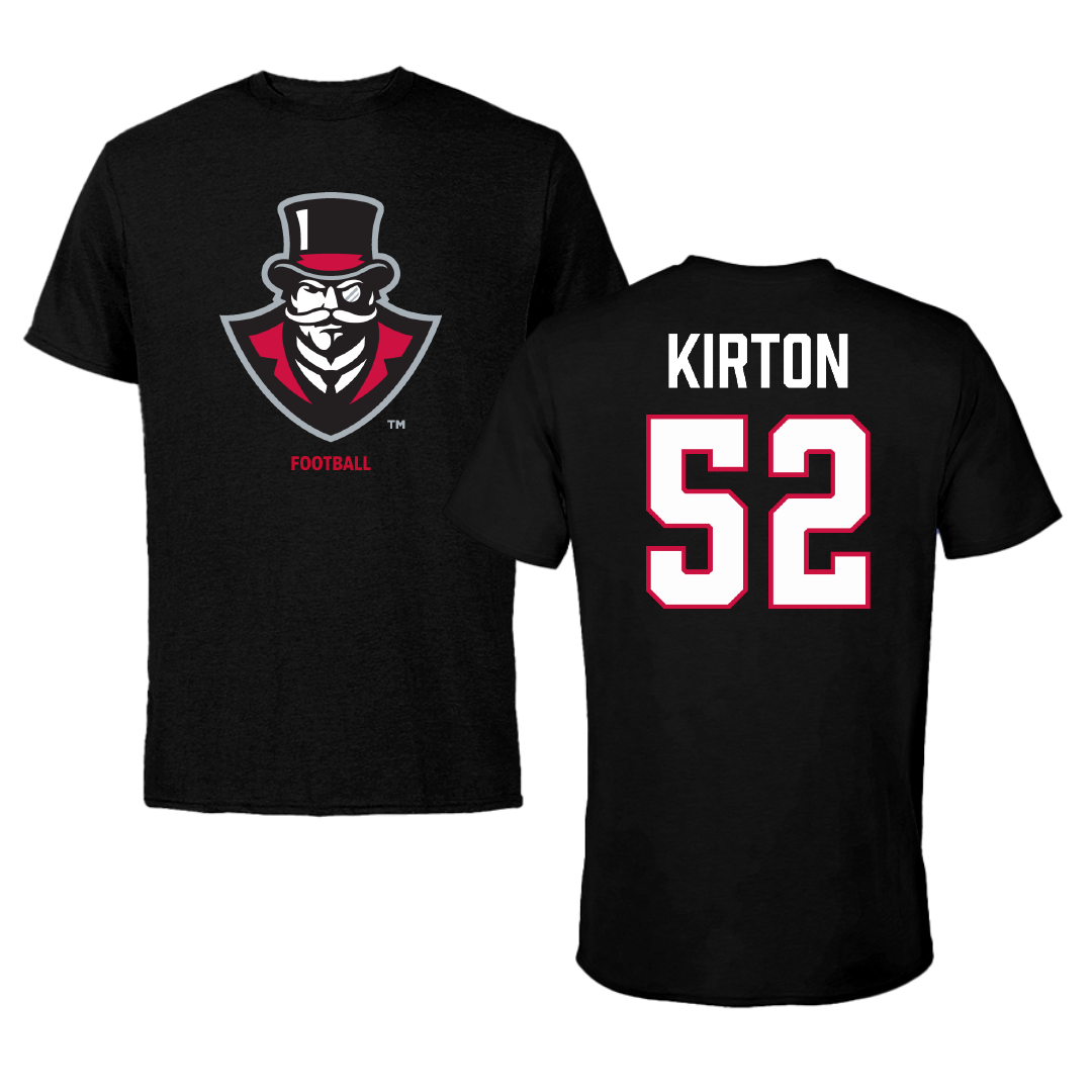 Austin Peay State University Football Black Performance Tee - #52 Chandler Kirton