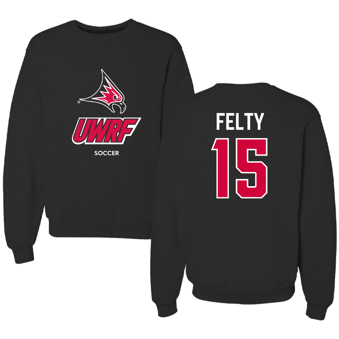 University of Wisconsin-River Falls Soccer (W) Black Crewneck - #15 Elizabeth Felty
