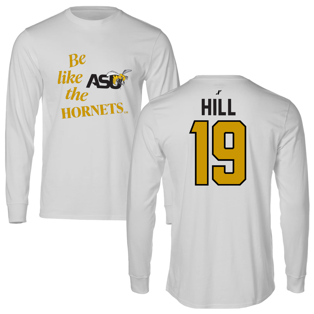 Alabama State University Softball Light Gray Be Like Us Performance Long Sleeve - #19 Kaitlyn Hill