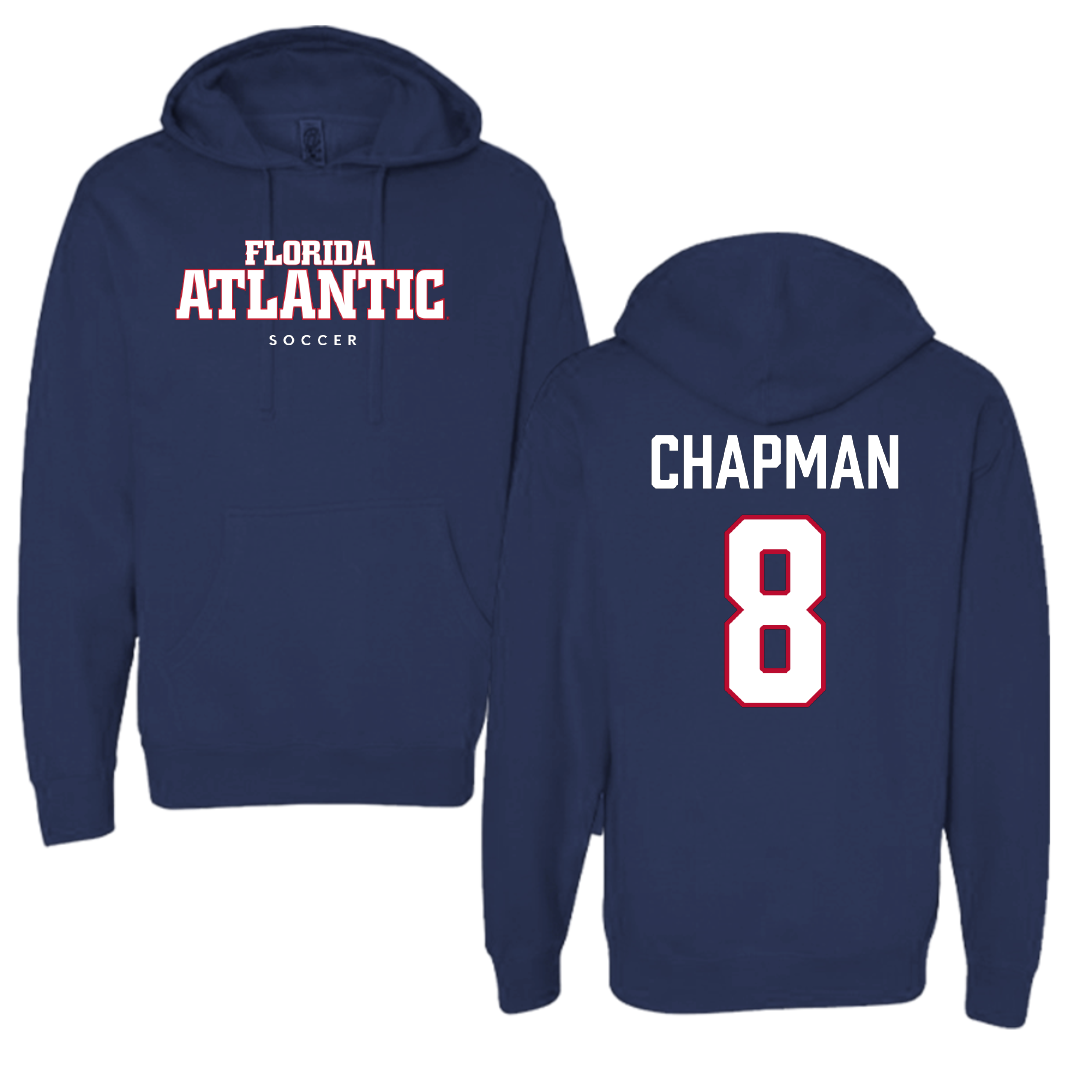Florida Atlantic University Soccer Navy Block Hoodie - #8 Caleb Chapman