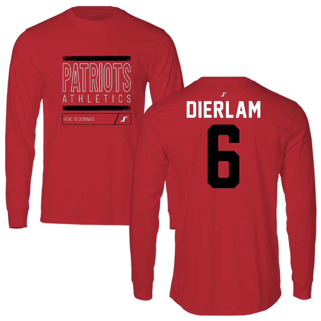 Dallas Baptist University Soccer Red Dominate Performance Long Sleeve - #6 Hunter Dierlam