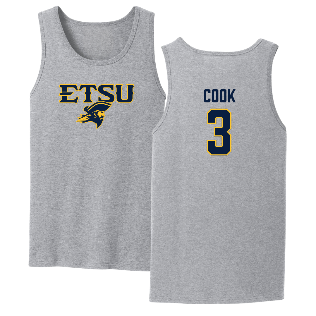East Tennessee State University Soccer Sport Gray Tank Top - #3 Lindsey Cook