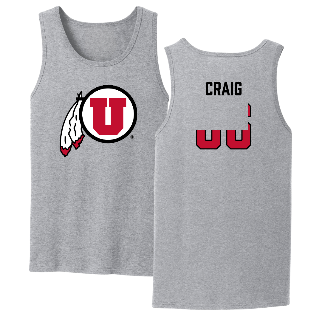 University of Utah Football Sport Gray Tank Top - #86 Brigden Craig