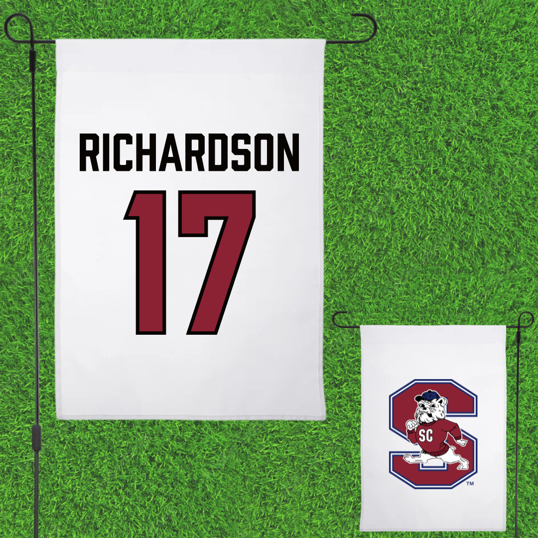 South Carolina State University Football White Garden Flag - #17 Malik Richardson