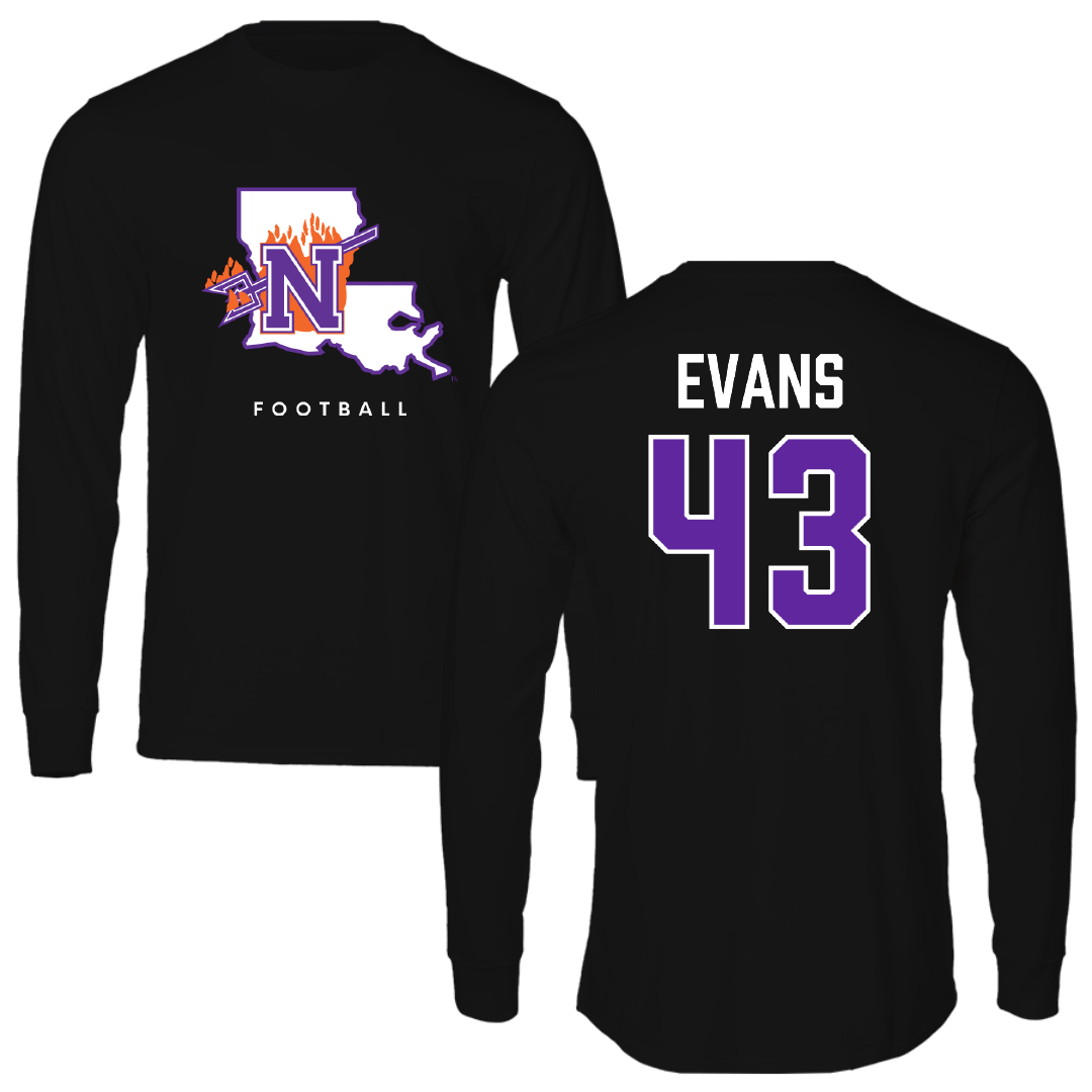 Northwestern State University Football Black Block Long Sleeve - #43 Cooper Evans