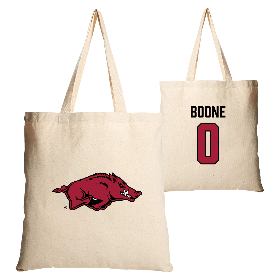 University of Arkansas Football Tan Canvas Tote Bag - #0 Justus Boone