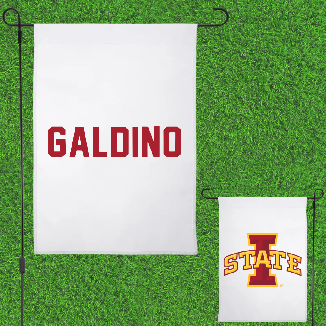 Iowa State University TF and XC White Garden Flag - Emanuel Galdino