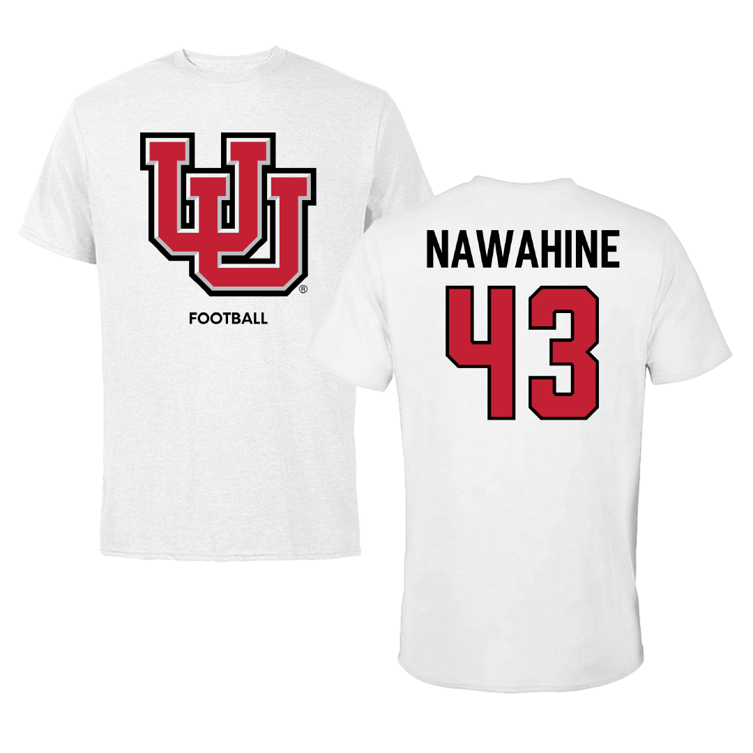 University of Utah Football White Tee - #43 Gavin Nawahine