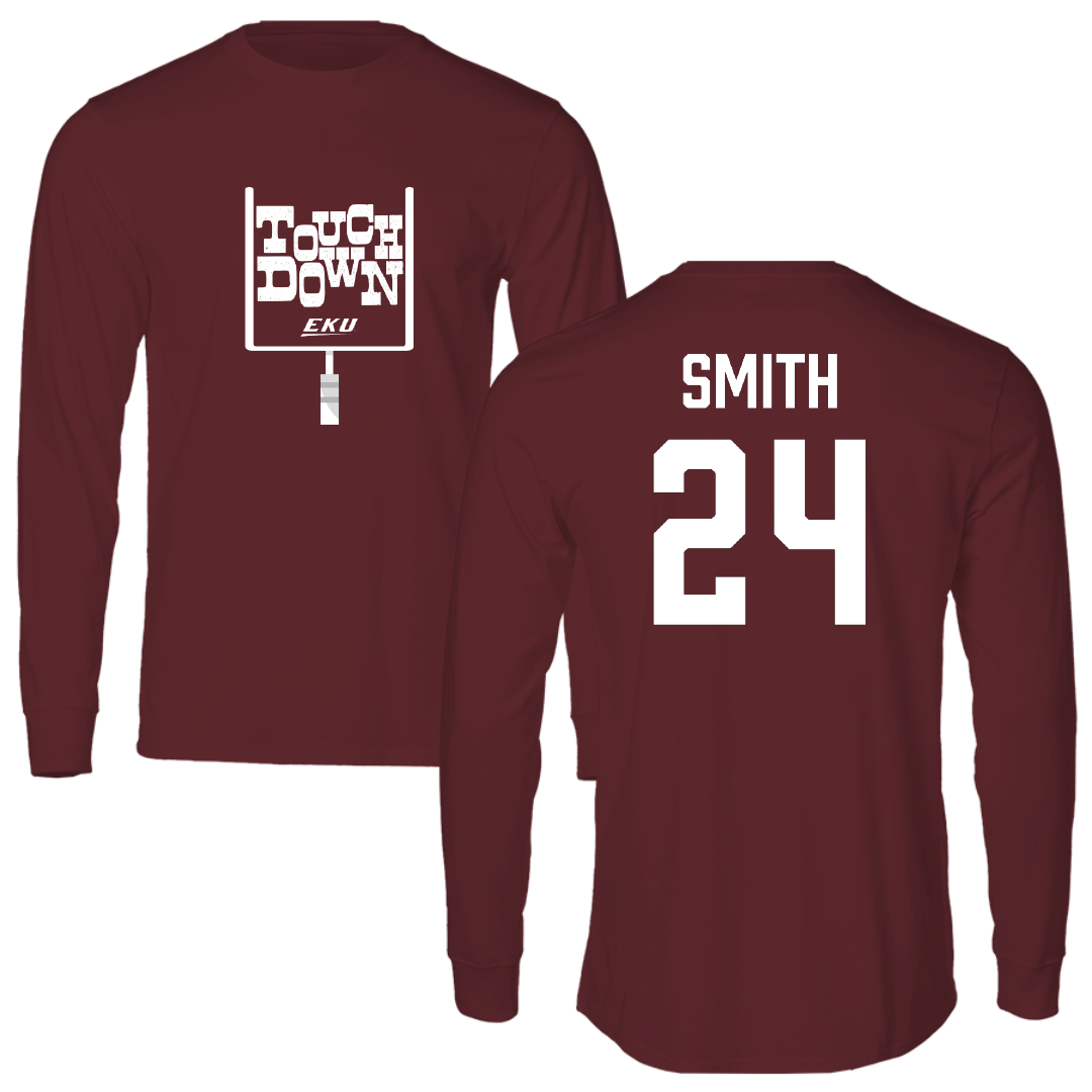 Eastern Kentucky University Football Maroon Touchdown Long Sleeve - #24 Kaden Smith
