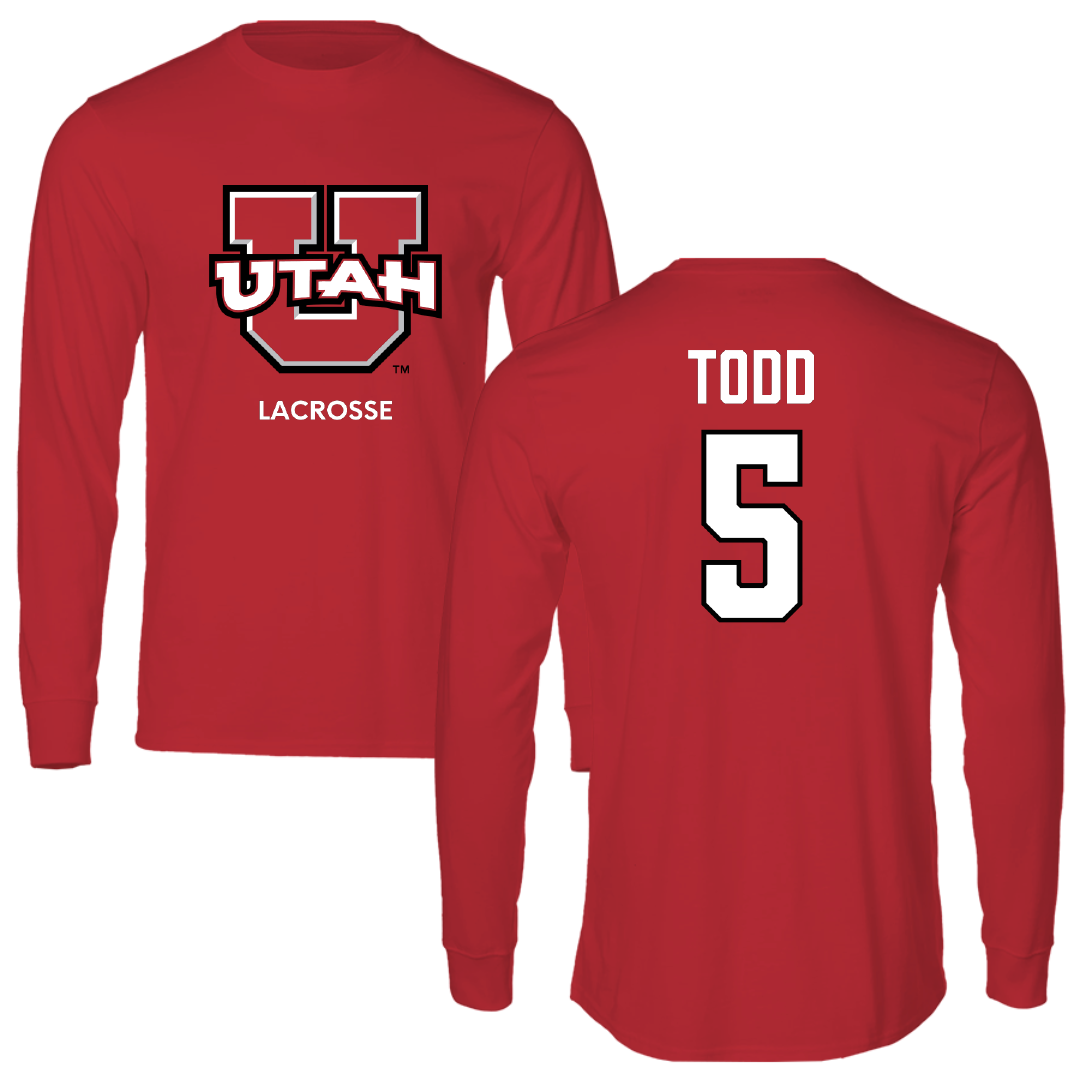 University of Utah Lacrosse (M) Red Utes Long Sleeve - #5 Koa Todd